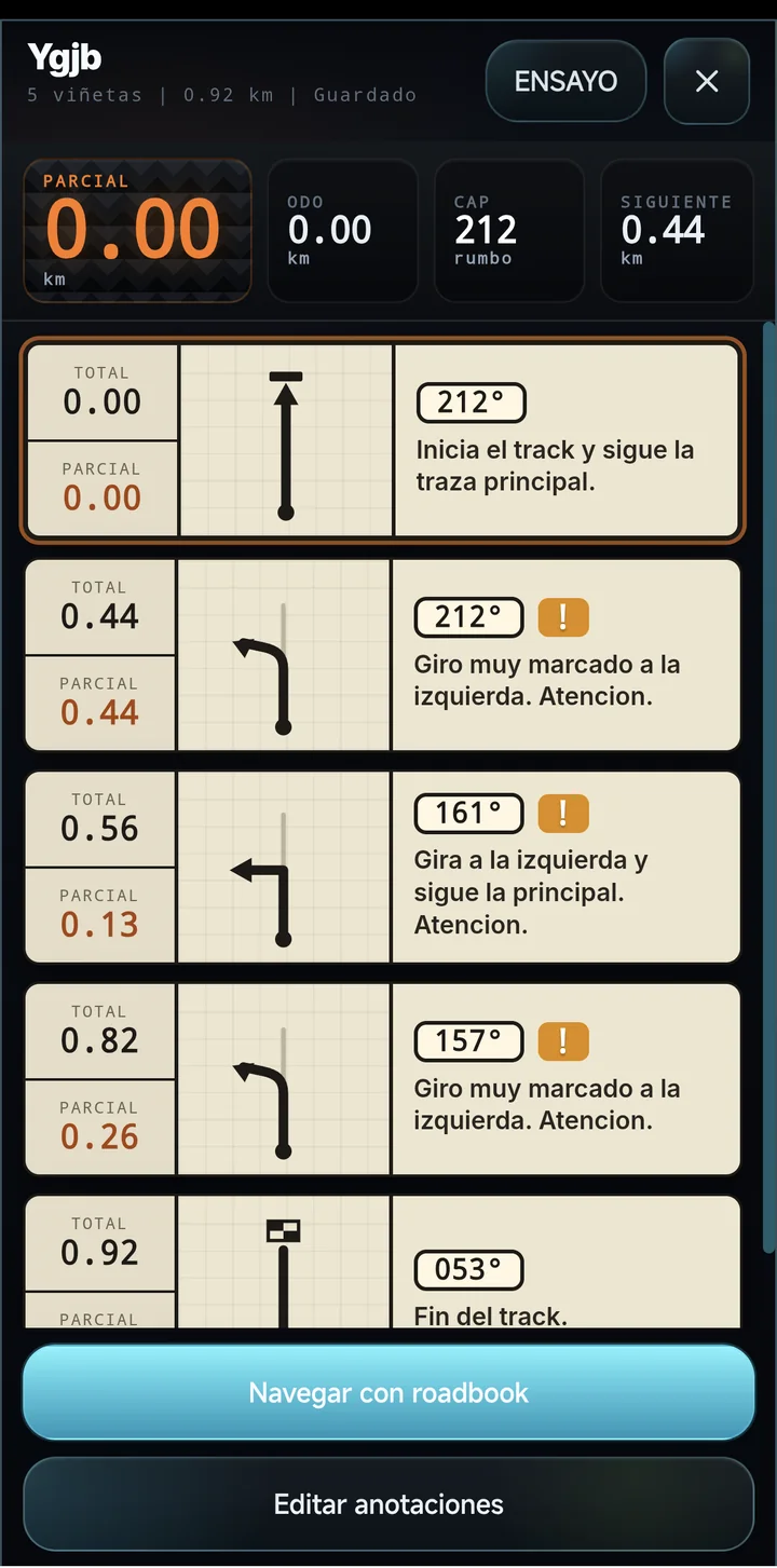 Roadbook de rally en OxxRoad